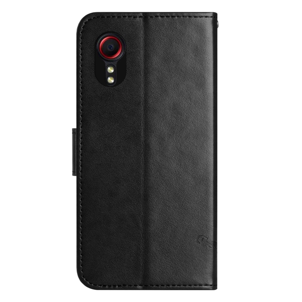 Virágos könyvtáska Samsung Galaxy Xcover 7 készülékhez - fekete