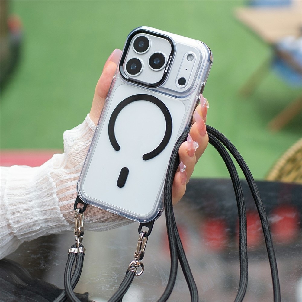 Seamle gél tok merev hátlappal és MagSafe-kompatibilis, zsinórral az iPhone 18 Pro Max/17 Pro Max készülékekhez – fekete