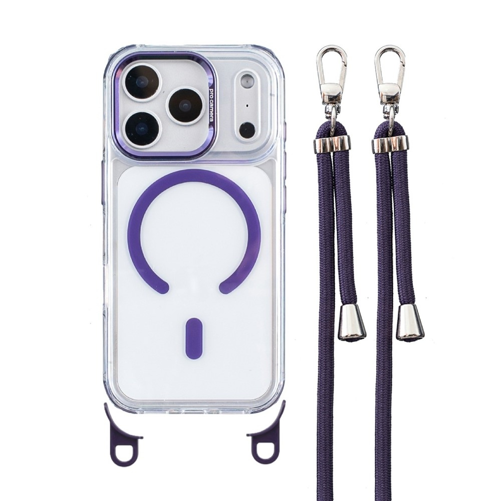 Seamle gél tok merev hátlappal és MagSafe-kompatibilis, zsinórral az iPhone 18 Pro Max/17 Pro Max-hoz – lila