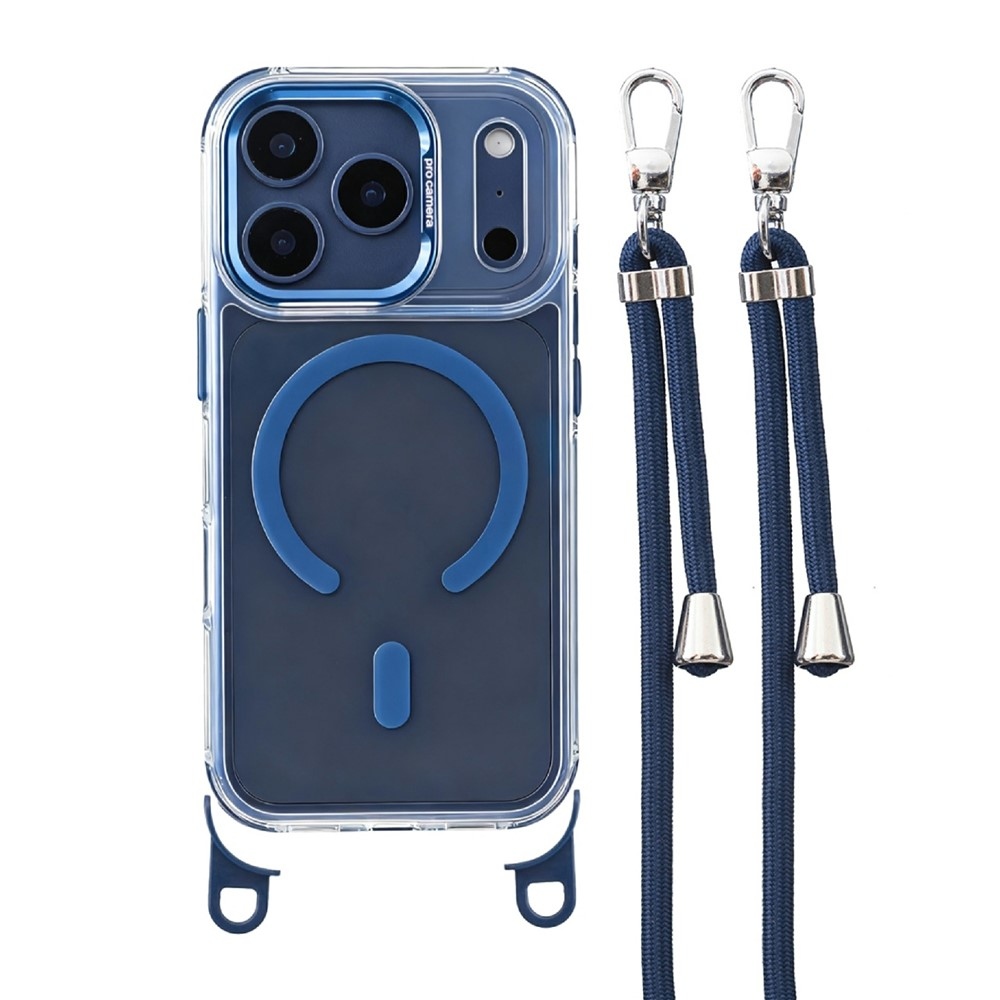 Seamle gél tok merev hátlappal és MagSafe-kompatibilis, zsinórral az iPhone 18 Pro Max/17 Pro Max készülékhez – kék