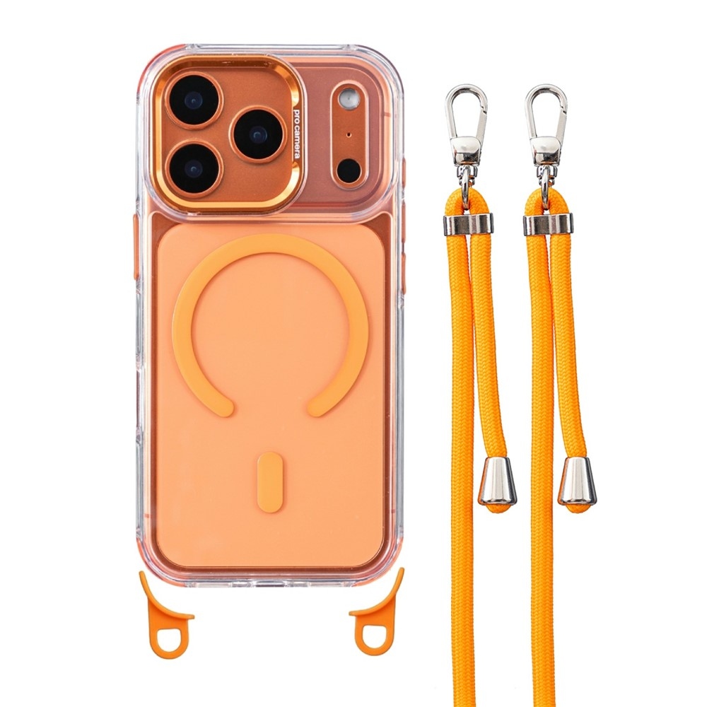 Seamle gél tok merev hátlappal és MagSafe-kompatibilis, zsinórral az iPhone 18 Pro Max/17 Pro Max készülékekhez – narancssárga