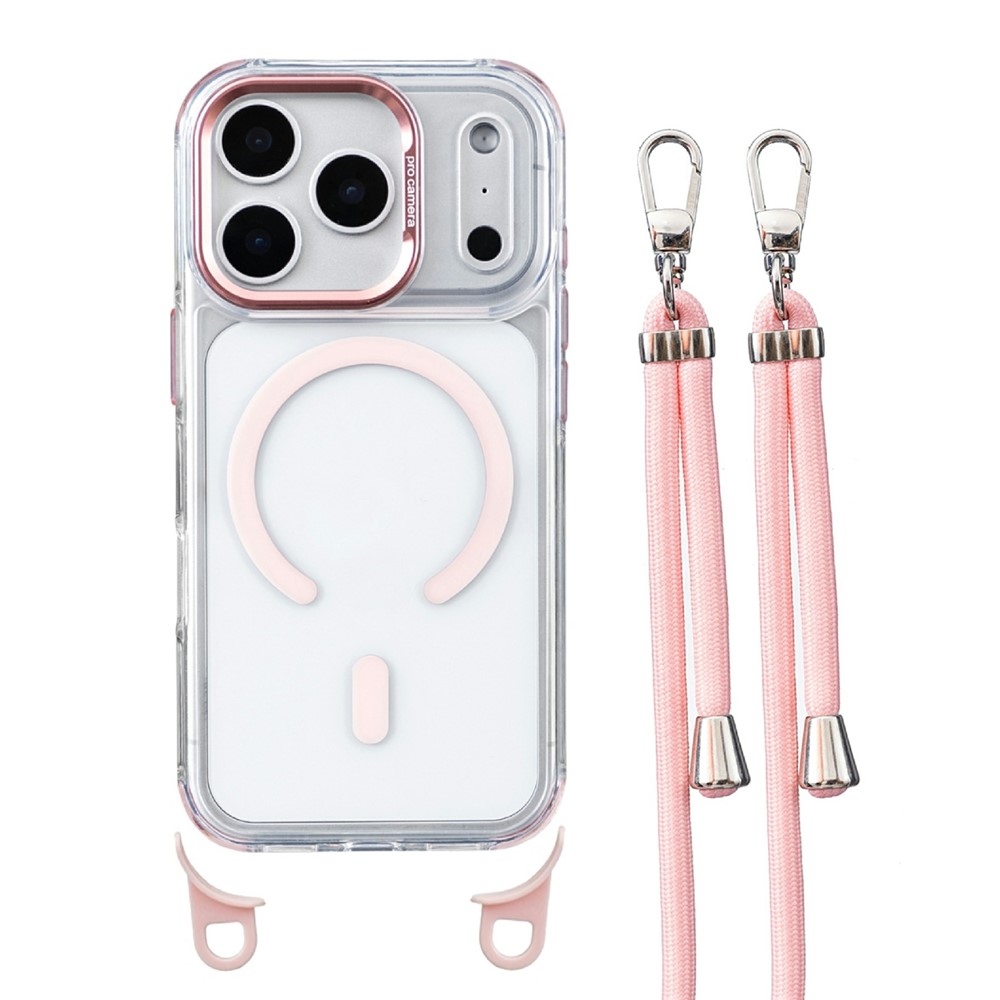 Seamle gél tok merev háttámlával és MagSafe-kompatibilis, zsinórral az iPhone 18 Pro Max/17 Pro Max készülékekhez – rózsaszín