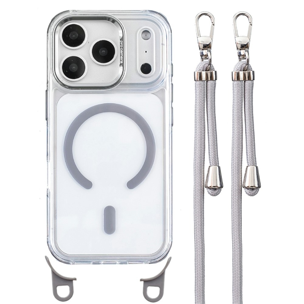 Seamle gél tok merev háttámlával és MagSafe-kompatibilis, zsinórral az iPhone 18 Pro Max/17 Pro Max készülékekhez – szürke