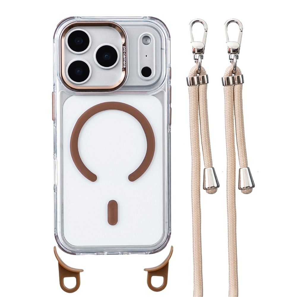 Seamle gél tok merev hátlappal és MagSafe-kompatibilis, zsinórral az iPhone 18 Pro Max/17 Pro Max készülékhez – arany színű