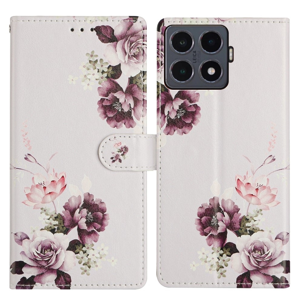 Biztonságos könyv tok a Xiaomi 15T Pro számára - rózsaszín virágok