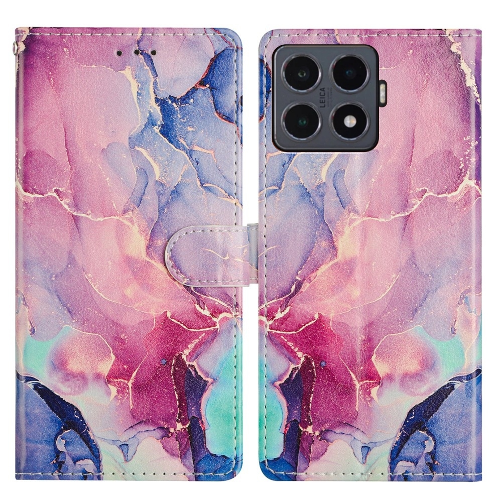 Biztonságos könyvtáska Xiaomi 15T Pro-hoz - rózsaszín-zöld márvány