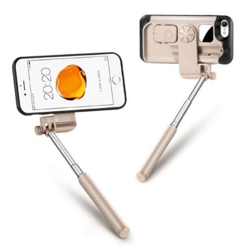 Selfie 2in1 mobiltelefon tok iPhone 8 és iPhone 7 készülékhez bluetooth funkcióval - fekete