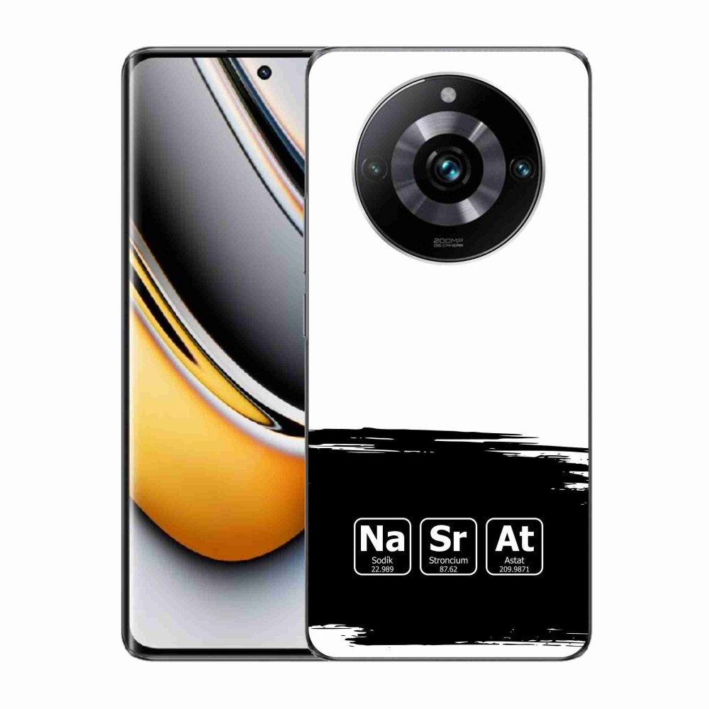 Gél borítás mmCase a Realme 11 Pro/11 Pro+ készüléken - kémiai elemek fekete és fehér háttérrel