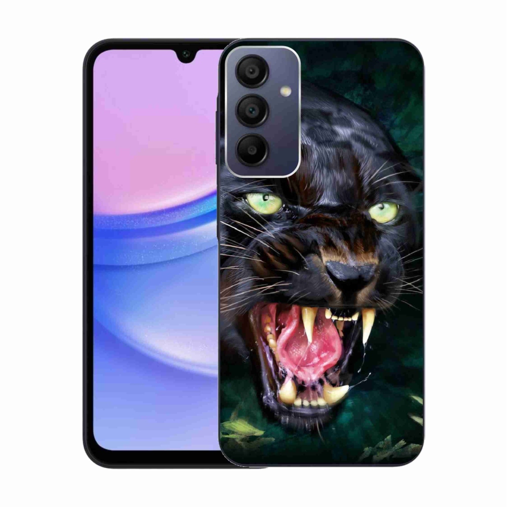 Zselés borítás mmCase Samsung Galaxy A15 4G/5G - dühös fekete párduchoz