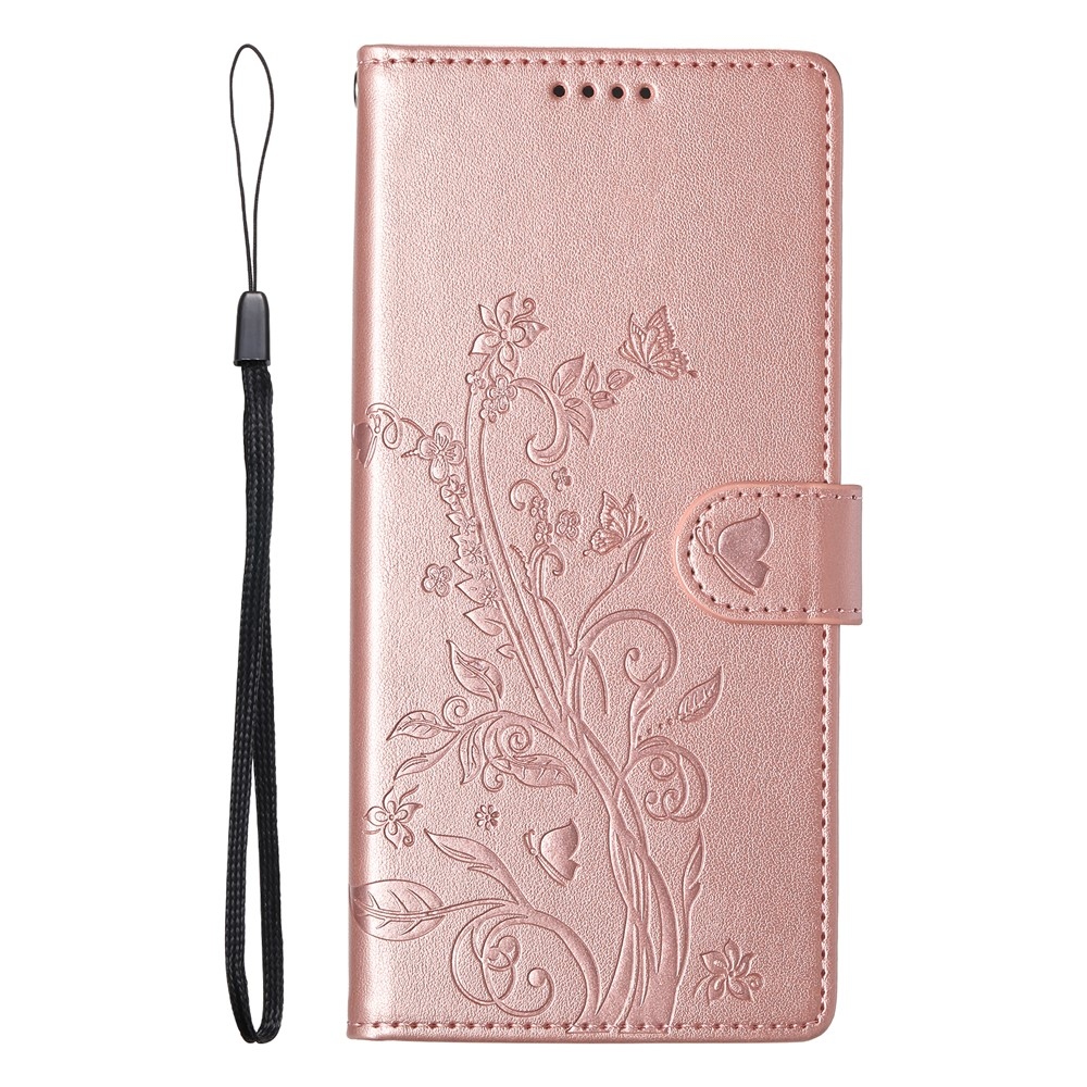 Virágok könyv tok Samsung Galaxy S25 FE készülékhez - rózsa arany