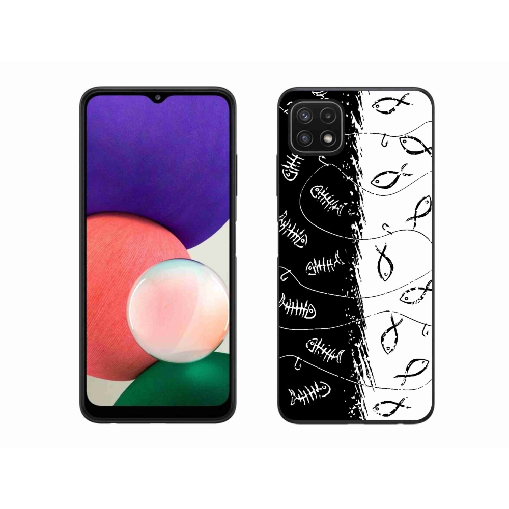 Gél borító mmCase Samsung Galaxy A22 5G - csontvázak és halak számára