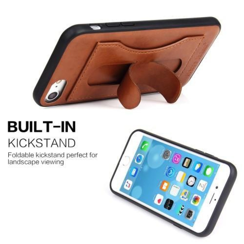 Shanny zselés tok PU bőr hátlappal iPhone 7 és iPhone 8 készülékhez - fekete