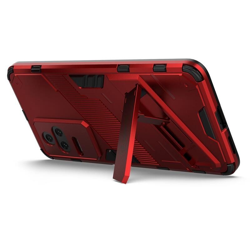 Héjálló hibrid borítás csuklós állvánnyal a Xiaomi Poco F4 5G-hez - piros