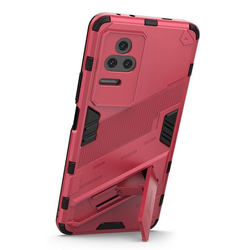 Héjálló hibrid borítás csuklós állvánnyal a Xiaomi Poco F4 5G-hez - rózsaszínű