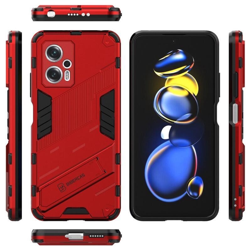 Héjálló hibrid borítás csuklós állvánnyal a Xiaomi Poco X4 GT 5G-hez - piros