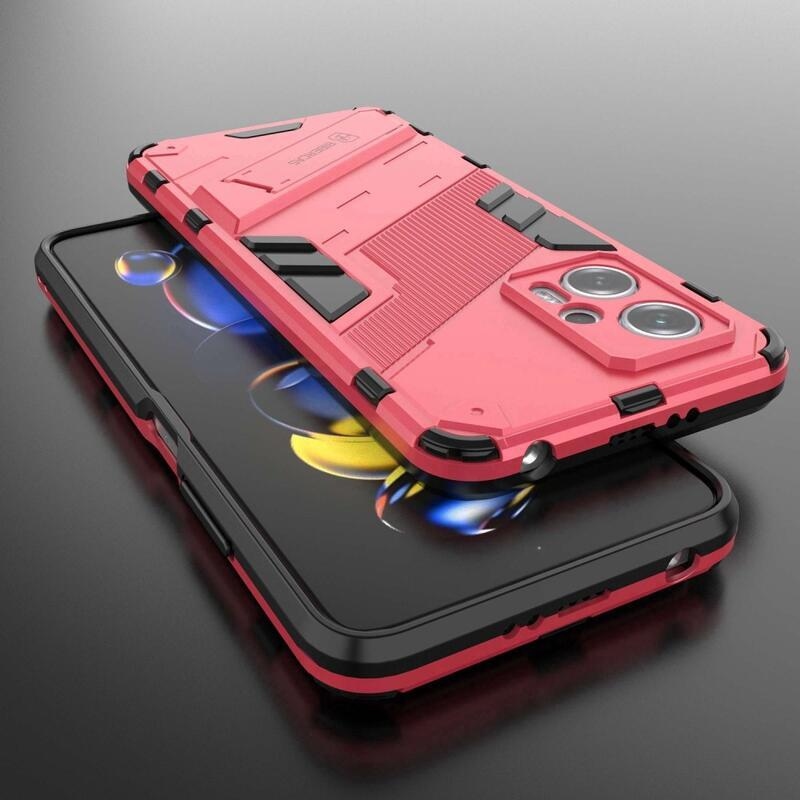Héjálló hibrid borítás csuklós állvánnyal a Xiaomi Poco X4 GT 5G-hez - rózsaszínű