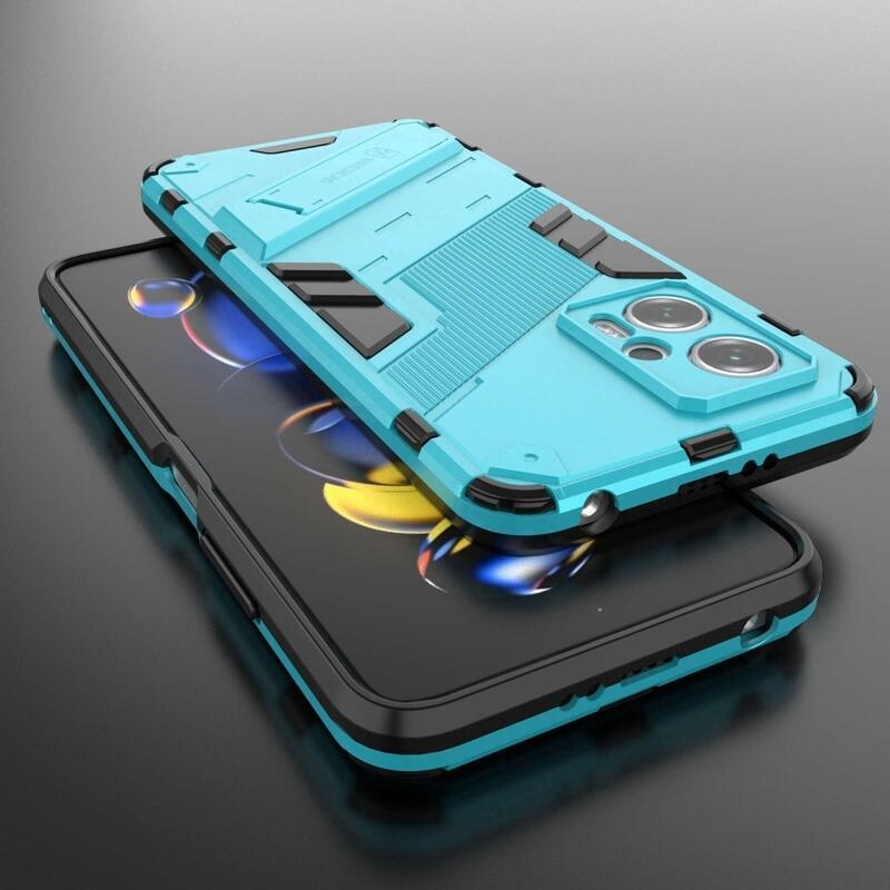Héjálló hibrid borítás csuklós állvánnyal a Xiaomi Poco X4 GT 5G számára - világoskék színben