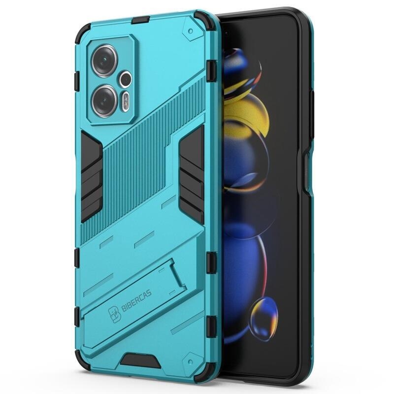 Héjálló hibrid borítás csuklós állvánnyal a Xiaomi Poco X4 GT 5G számára - világoskék színben