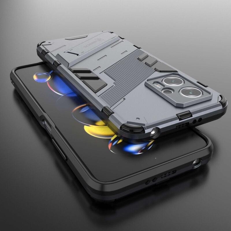 Héjálló hibrid borítás csuklós állvánnyal a Xiaomi Poco X4 GT 5G-hez - sötétkék