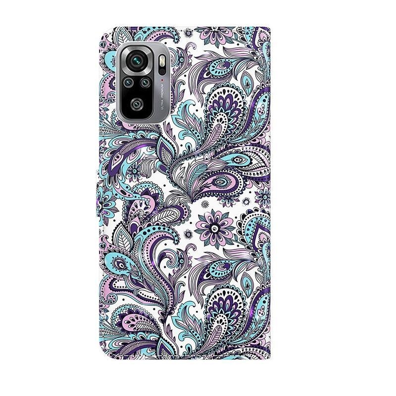 Nyomtatott pénztárca tok Xiaomi Redmi Note 10 4G/Redmi Note 10S/Poco M5s - kasmír minta