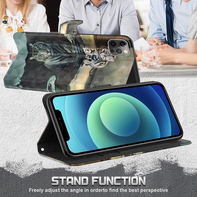 Nyomtatott pénztárca tok Xiaomi Redmi Note 10 4G/Redmi Note 10S/Poco M5s - macska és tigris tükröződéssel