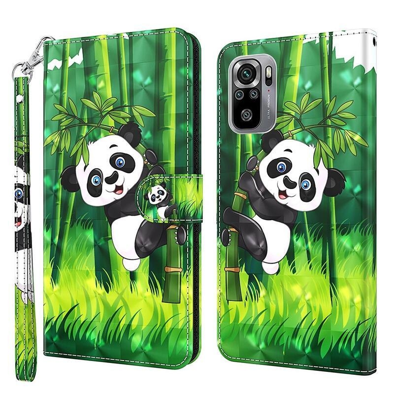 Nyomtatott pénztárca tok Xiaomi Redmi Note 10 4G/Redmi Note 10S/Poco M5s - panda a bambuszon