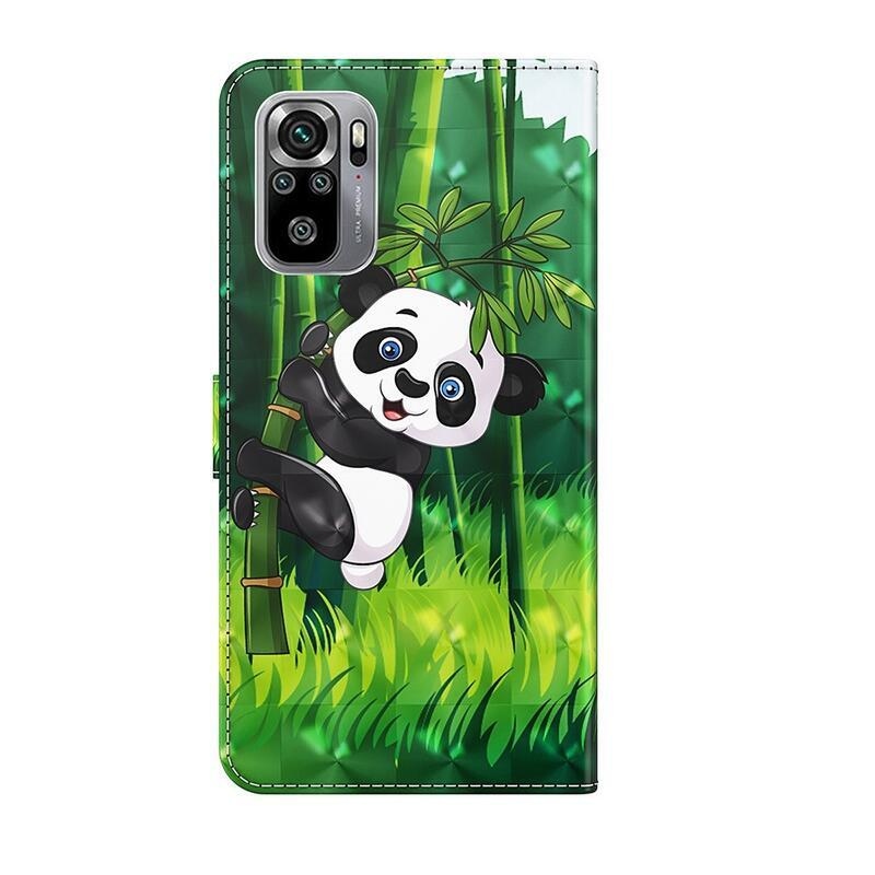 Nyomtatott pénztárca tok Xiaomi Redmi Note 10 4G/Redmi Note 10S/Poco M5s - panda a bambuszon