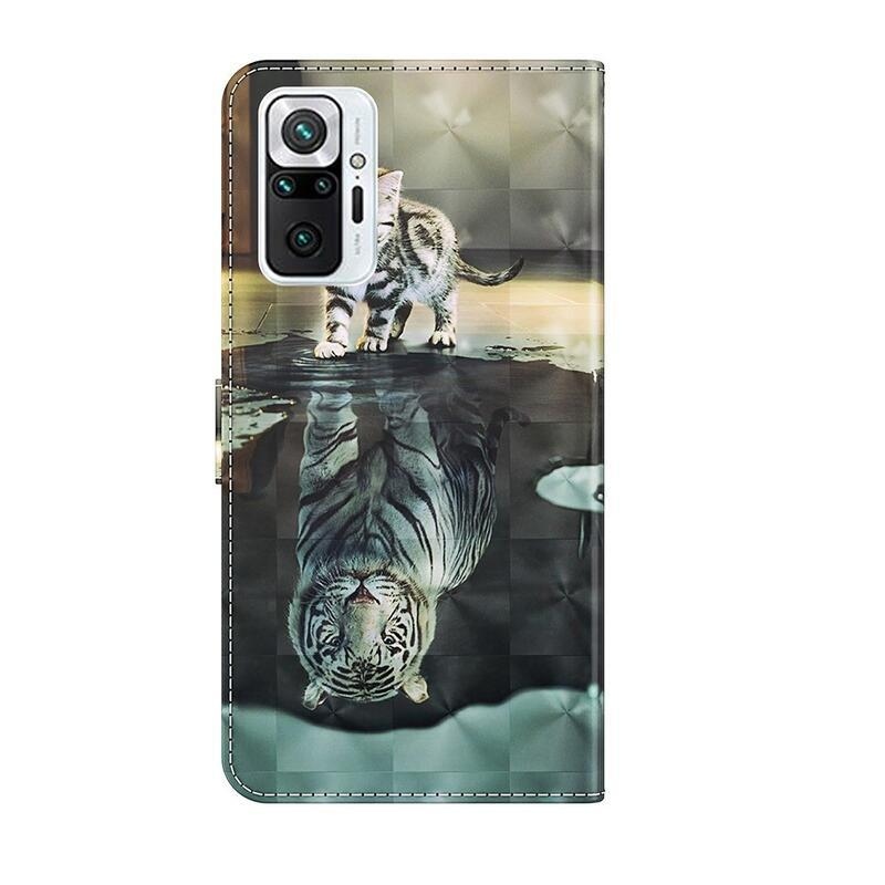 Nyomtatott pénztárca tok Xiaomi Redmi Note 10 Pro - macska és tigris tükörkép