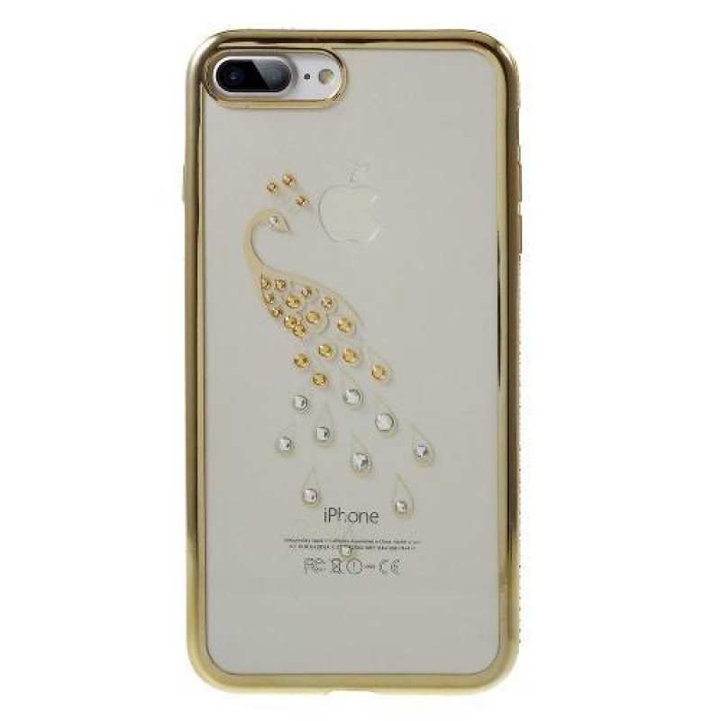 Shen díszített zselés tok iPhone 8 Plus és iPhone 7 Plus készülékhez - arany páva