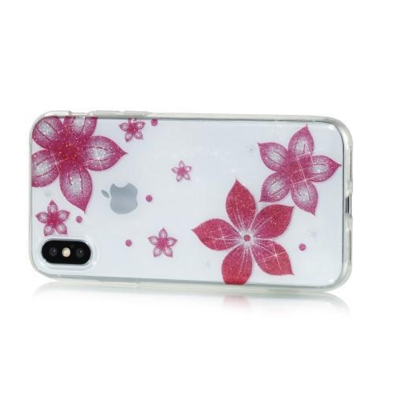 Shine zselés tok iPhone X készülékhez - piros virágok