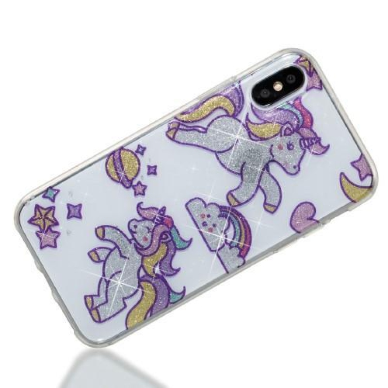Shine zselés tok iPhone X készülékhez - szivárványos egyszarvúak