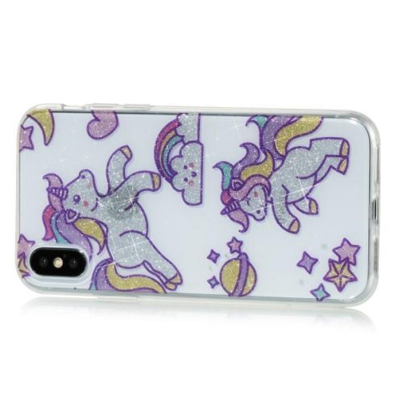 Shine zselés tok iPhone X készülékhez - szivárványos egyszarvúak