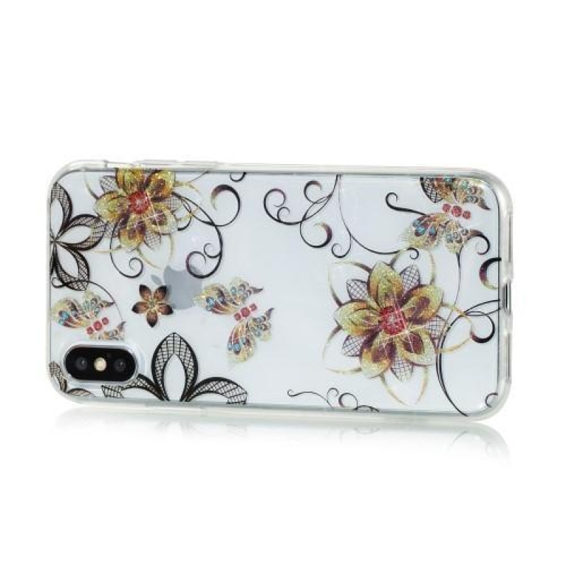 Shine zselés tok iPhone X készülékhez - pillangók és virágok