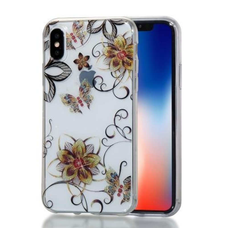 Shine zselés tok iPhone X készülékhez - pillangók és virágok