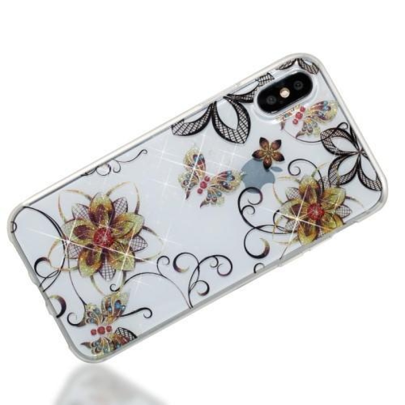 Shine zselés tok iPhone X készülékhez - pillangók és virágok
