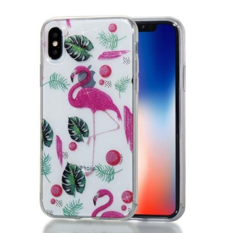 Shine zselés tok iPhone X készülékhez - flamingó