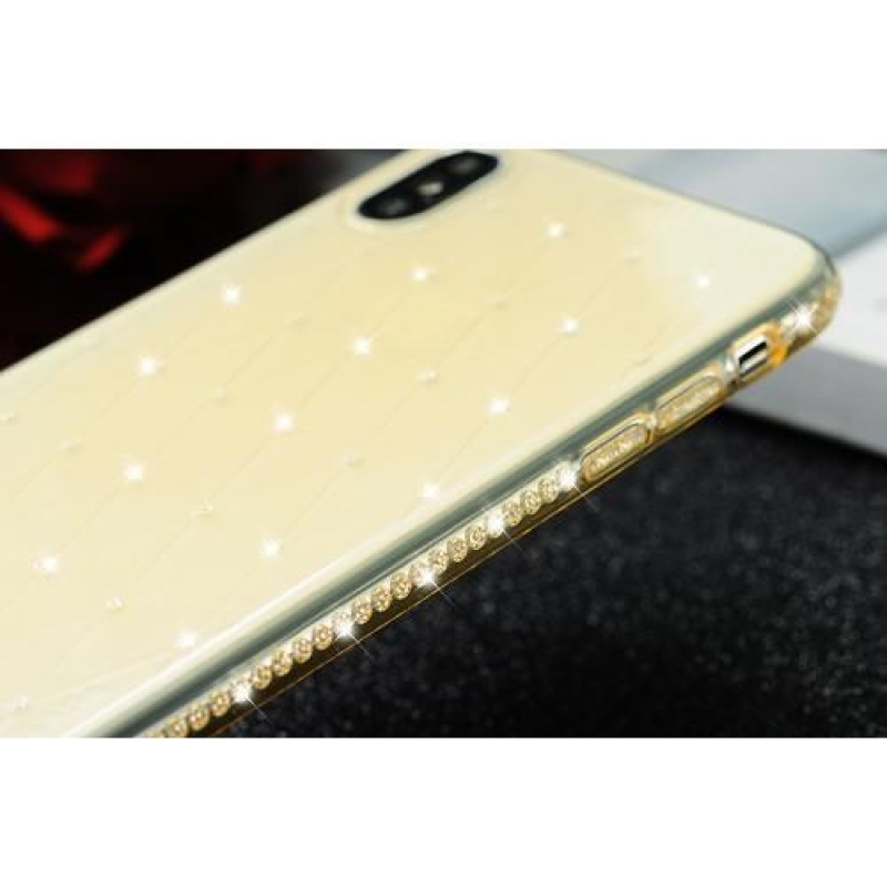 Shine zselés tok díszítéssel iPhone X készülékhez - sárga