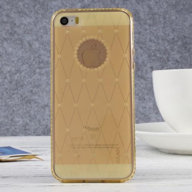 Shini zselés tok csillogó strasszkövekkel iPhone 5 és 5S készülékhez - arany színű