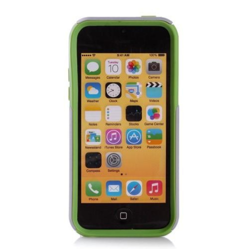 Sokkoló hibrid tartós tok iPhone 5C készülékhez - szürke/zöld