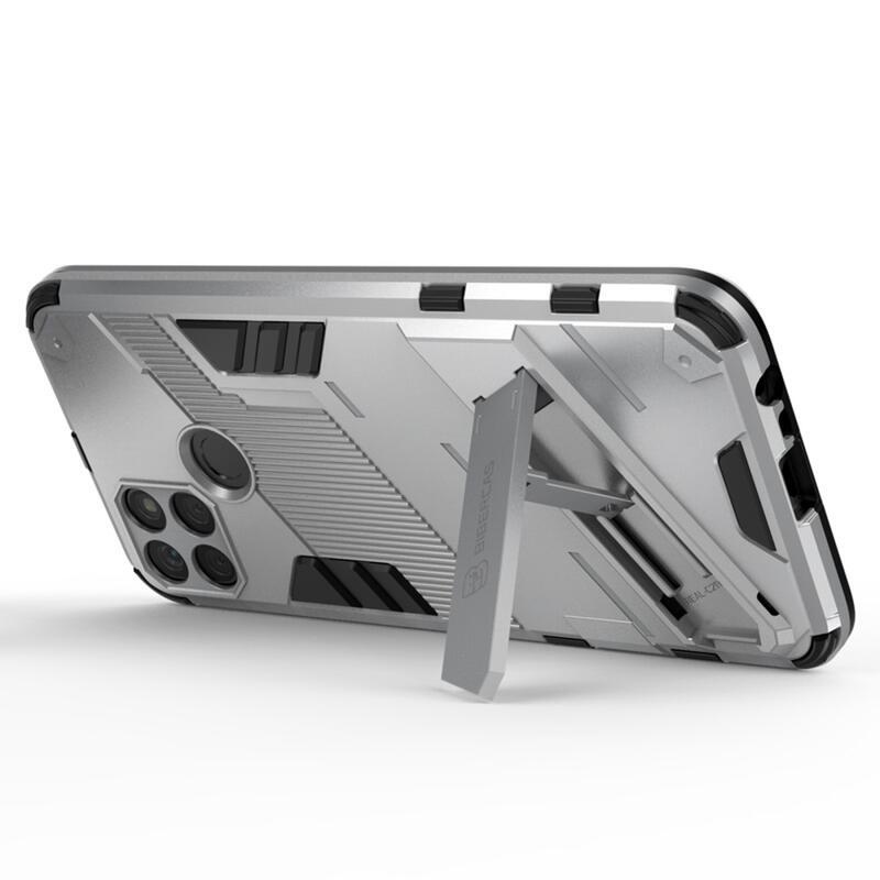 Ütésálló hibrid borítás felhajtható állvánnyal a Realme C21Y/C25Y készülékhez - fehér