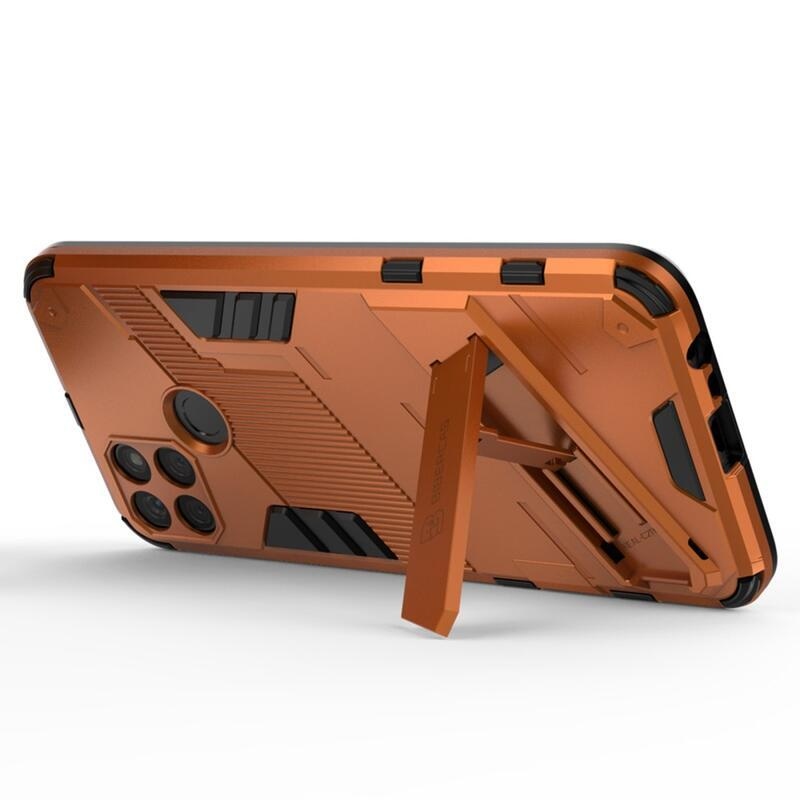 Ütésálló hibrid borítás felhajtható állvánnyal a Realme C21Y/C25Y készülékhez - narancssárga színű
