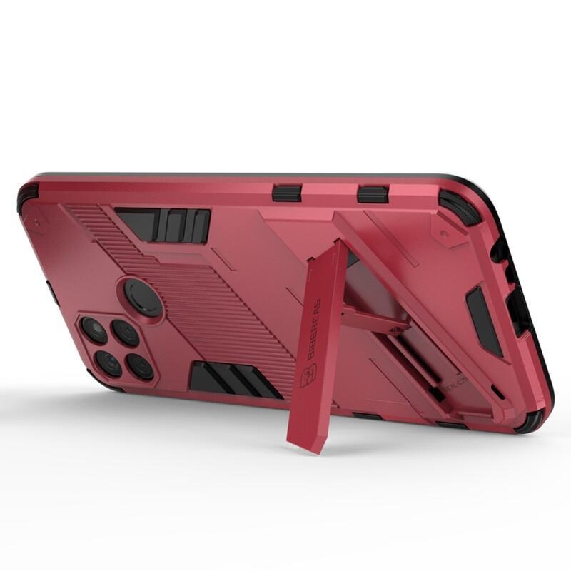 Ütésálló hibrid borítás felhajtható állvánnyal a Realme C21Y/C25Y készülékhez - rózsaszínű