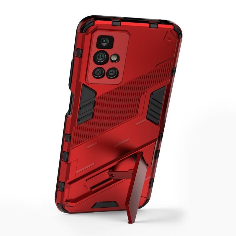 Ütésálló hibrid borító csuklós állvánnyal Xiaomi Redmi 10/Redmi 10 (2022) - piros