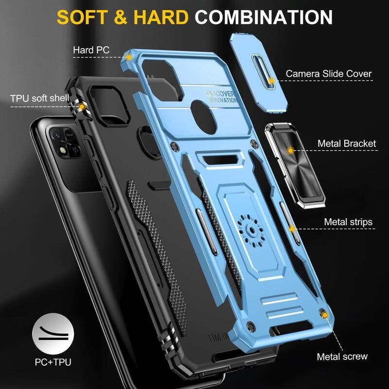 Sokkoló visszahúzható hibrid borítás Xiaomi Redmi 10A - világoskék színben