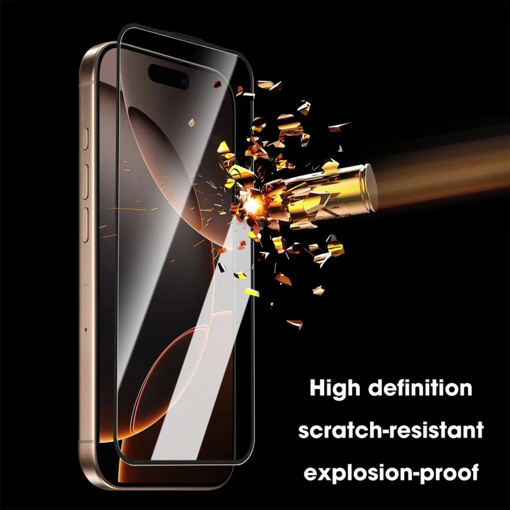 Silk teljes felületű edzett üveg az iPhone 18 Pro/17 Pro mobiltelefonhoz, felhelyező kerettel
