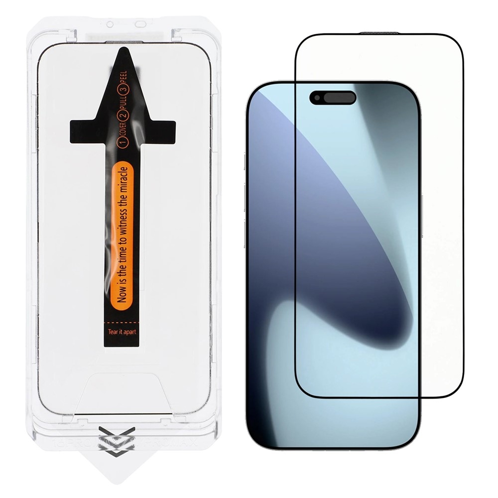 Silk teljes felületű edzett üveg az iPhone 18 Pro Max/17 Pro Max okostelefonhoz, felszerelési kerettel
