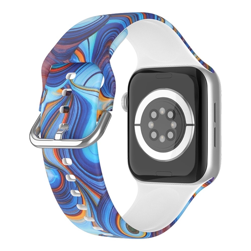 Nyomtatott szilikon szíj Apple Watch Ultra/Ultra 2 49mm/SE/SE 2022/2023 44mm/9/8/7 45mm/6/5/4 44mm/3/2/1 42 mm-es órához - F minta
