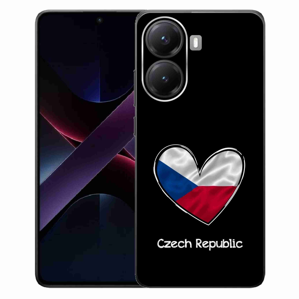 Gél borító mmCase a Xiaomi Poco X7 Pro 5G számára - zászlós szív fekete háttérrel