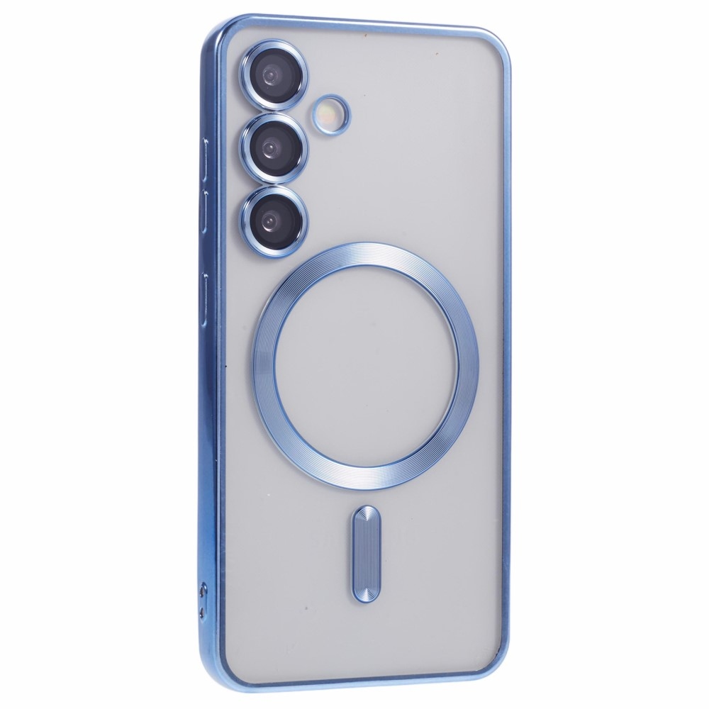 Átlátszó tok kameravédelemmel és MagSafe támogatással Samsung Galaxy S25 készülékhez - kék
