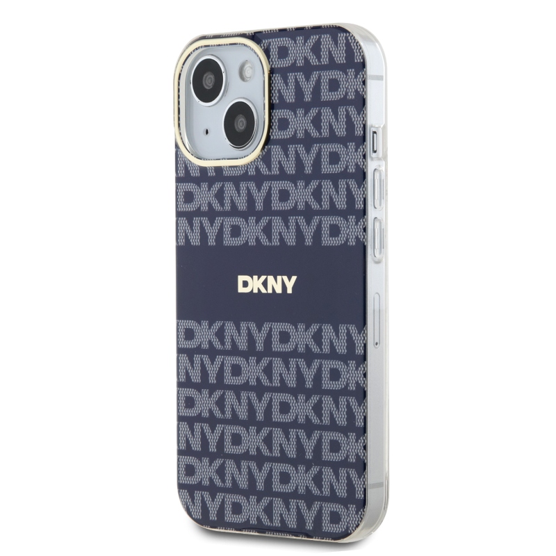 DKNY PC/TPU ismétlődő mintás tonális csíkos Magsafe hátlap iPhone 13-hoz Kék